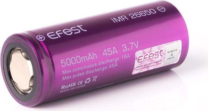 Immagine prodotto Efest Batteria ricaricabile Purple IMR26650, non protetta (1 pz., 26650, 5000 mAh)
