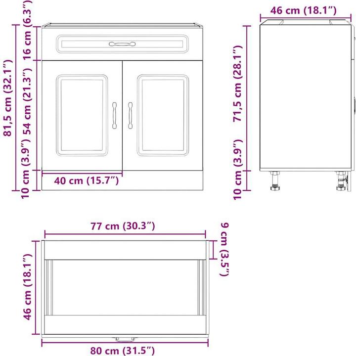 Actual product image VidaXL Kitchen base unit Lucca Concrete grey Wood-based sink base unit (80 x 46 x 81.5 cm)