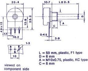 Actual product image OMEG POTMETER MONO LIN 220K