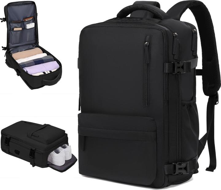 Only-Bags.Store Grosse Kapazität Reise-Rucksack mit Schuhfach, Dacron wasserdicht Laptop Daypack mit Ladeanschluss