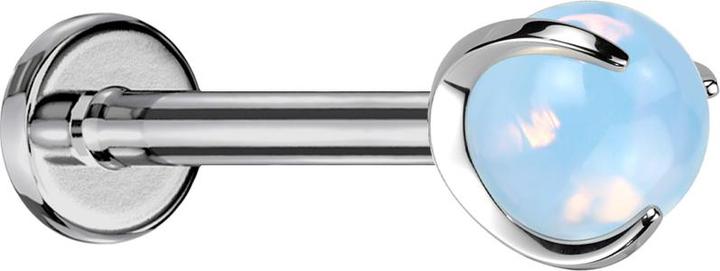 Star Piercing Micro Labret Innengewinde silber Kugel Opalite Stein gefasst (ohne Messing, Titan G23, Mineralisch)