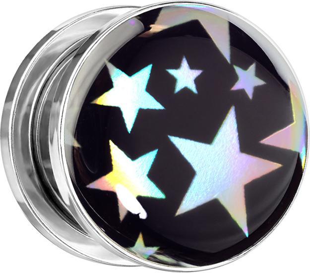 Produktbild Star Piercing Flesh Plug silber Sterne (ohne Messing, Chirurgenstahl 316L)