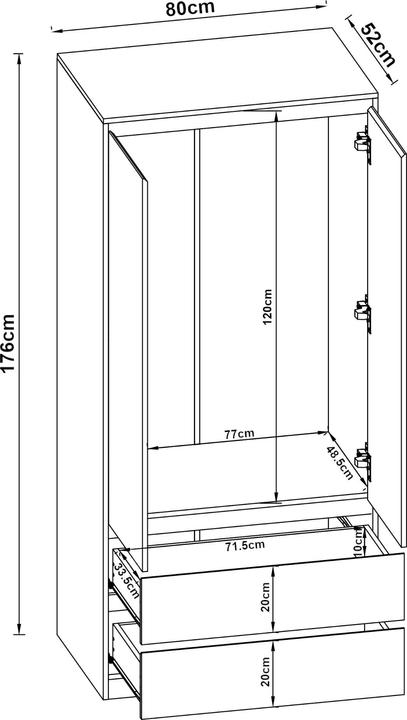 Produktbild En.Casa Bastheim (80 x 52 x 176 cm)