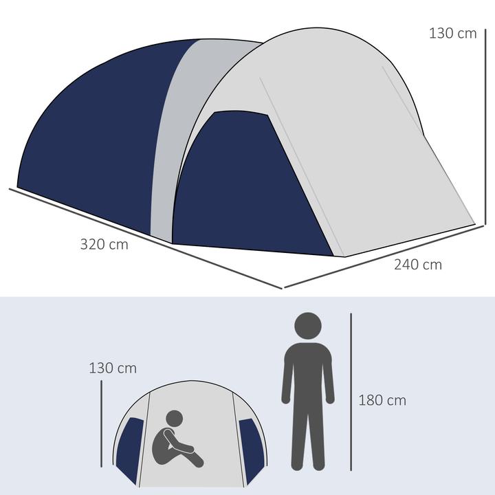 Image du produit Outsunny Campingzelt Polyester, Fiberglas Blau (3 personnes)