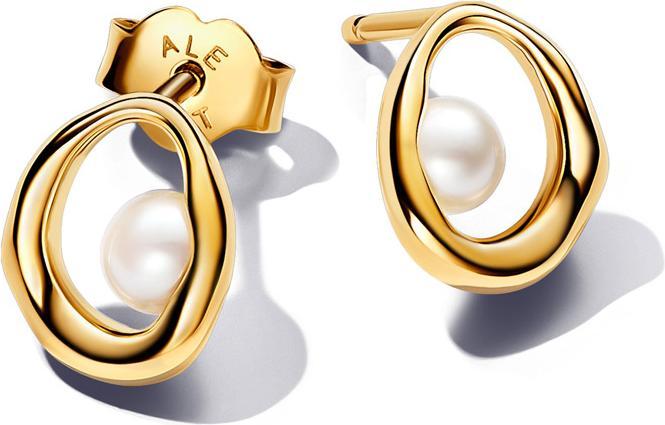 Image du produit Pandora Boucles d'oreilles ovales en perles d'eau douce organiques et traitées (Métal, Plaqué or)