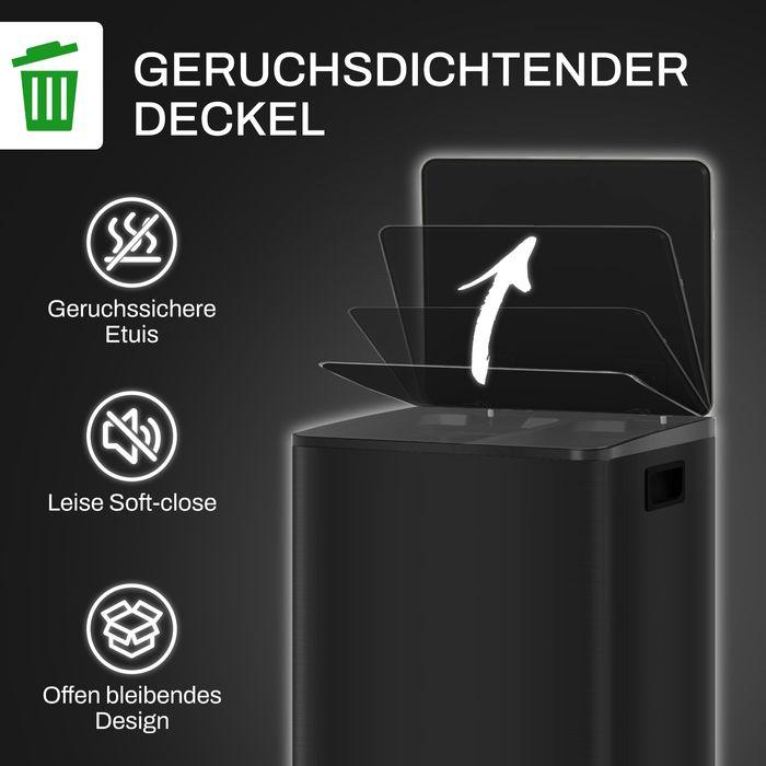 Produktbild Swisshandel24 Mülleimer 2 x 25L Treteimer mit Deckel, Fusspedal, Inneneimer, Edelstahl (50 l)