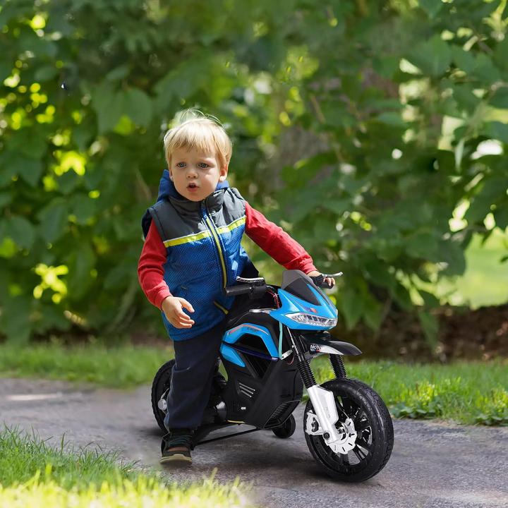 Produktbild Homcom Kinder-Elektromotorrad 3-6 Jahren mit Stützrädern maximal 3 km/h Metall + Kunststoff Blau 105x52,3x6