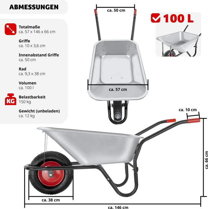 Actual product image tectake Oskar Wheelbarrow