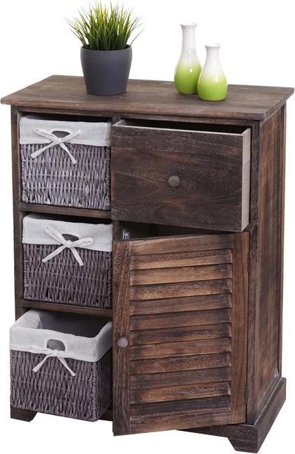 Produktbild Mendler Kommode HWC-H21, Schrank Schubladenkommode, Massiv-Holz Korb-Schublade 80x60x30cm - shabby braun (80 x 60 x 30 cm)