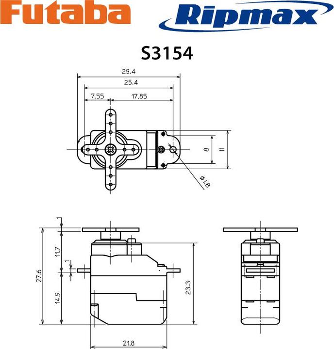 Image du produit Futaba Servo S3154 Digital Micro-Size
