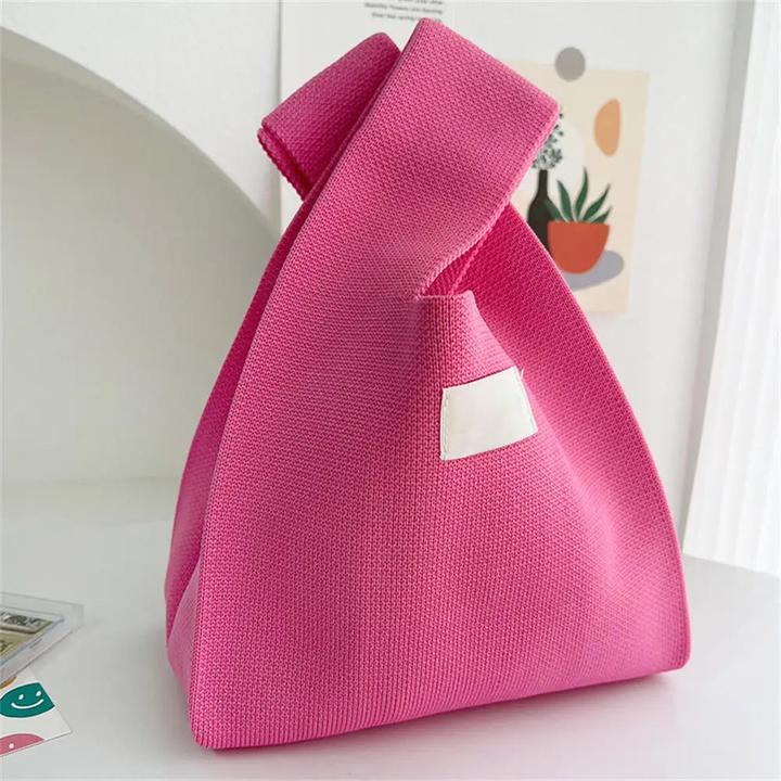 Only-Bags.Store Handgefertigte Strickhandtasche Mini Knot Handgelenk-Tasche Casual Tote Bag Student
