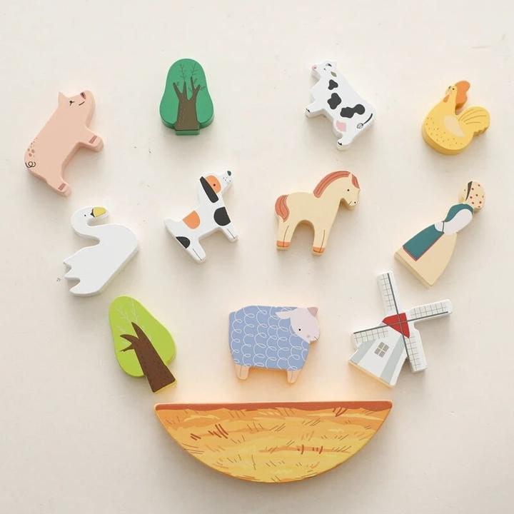 Actual product image Activity Board Wooden baby farm, animal balance toy, handmade wooden animals for toddlers, environmentally friendly