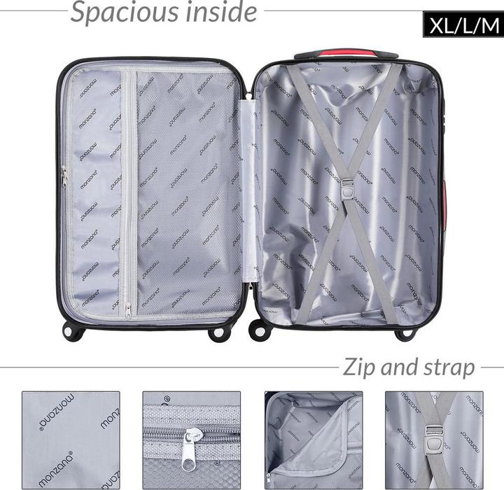 Immagine prodotto Monzana Set di valigie (89 l, Bagaglio a mano (fino a 50 litri), M (50 - 90l), L (90 - 115l))