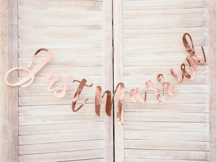 Image du produit Partydeco Guirlande Just Married 20 x 77 cm, or rose