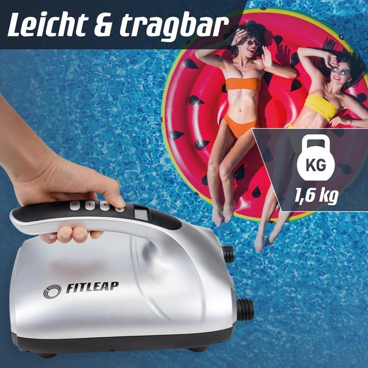 Actual product image Fitleap SUP Pumpe Elektrisch 20 PSI, 12V Pumpe, 2-in-1 Inflation & Deflation