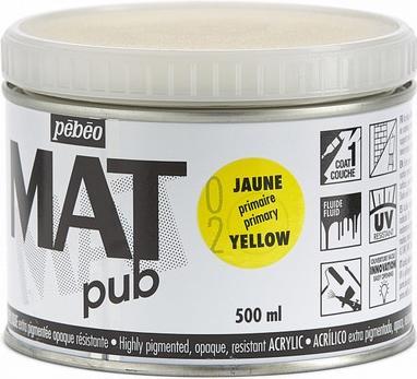 Actual product image Pebeo Acrylic Mat Pub (Primary yellow, 500 ml)