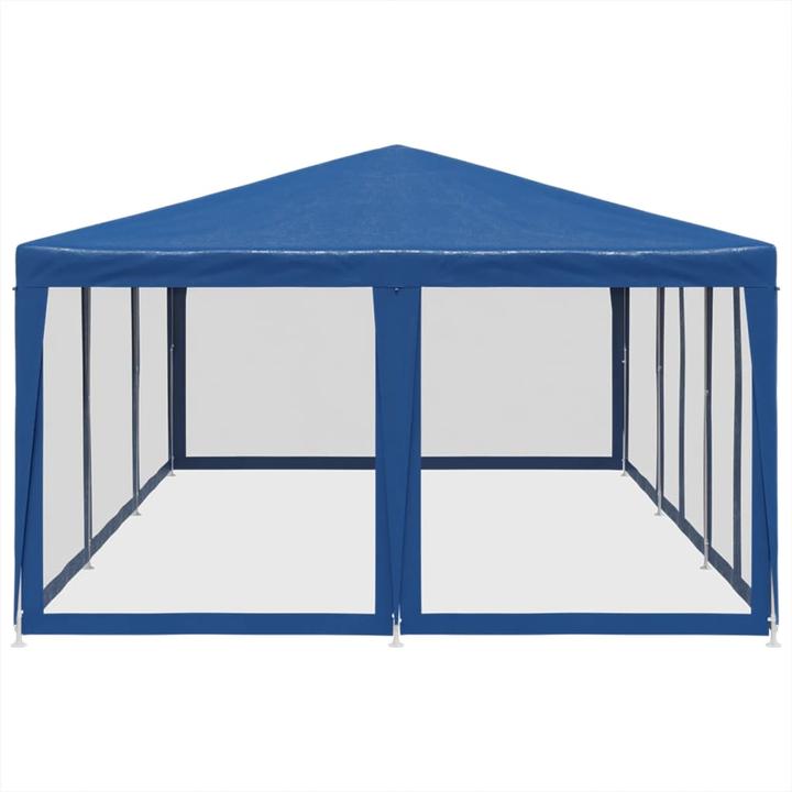 Produktbild VidaXL Partyzelt Pavillon Festzelt mit 10 Mesh-Seitenteilen Blau 6x4m HDPE (600 cm, 400 cm)