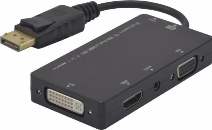 Exertis Connect Convertisseur DisplayPort vers HDMI, DVI, VGA Convertit DisplayPort vers HDMI, DVI ou VGA. (DVI, HDMI, 8 cm)