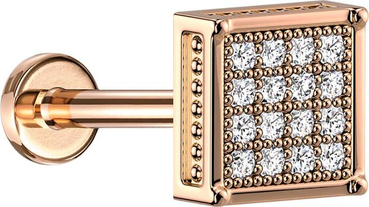 Immagine prodotto Star Piercing Micro Labret filo interno rosato quadrato con cristalli argento (Acciaio chirurgico 316L, Ottone)