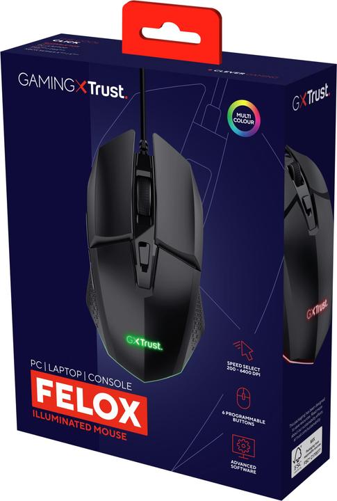 Produktbild Trust Gxt109 Felox Gaming Mouse Black (Kabelgebunden)
