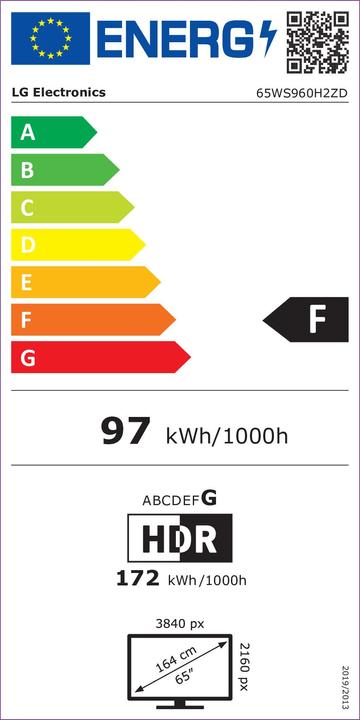 Label énergétique LG 65WS960H2ZD (65 pouces) Ultra HD (65", OLED, 2021)