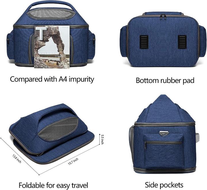 Actual product image Kadundi Pet Carry Bag (Blue) (Dog, Cat, Breathable, Foldable, Safety closure, Warming)