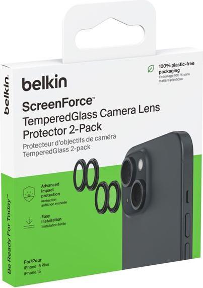 Immagine prodotto Belkin 1x2 Kameralinsenschutz TempGlass iPhone 15/15 Plus (2 Pezzo/i, Apple iPhone 15)