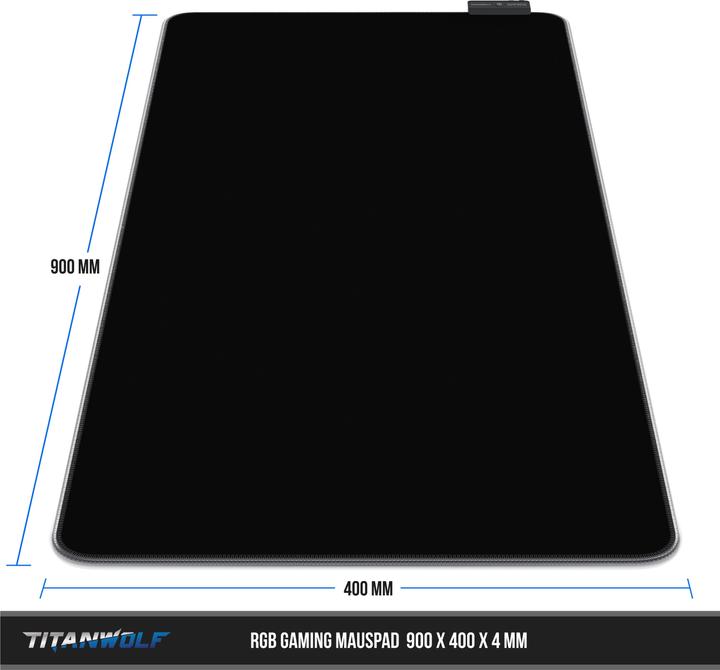 Image du produit Titanwolf Tapis de souris de jeu, tapis de souris XL RGB 900 x 400 mm, améliore la précision & la vitesse (XXL)