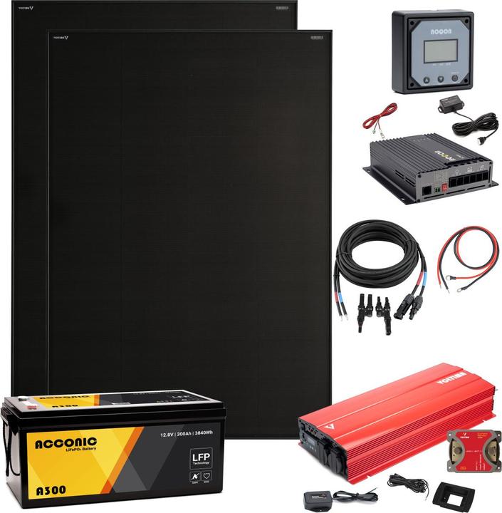 Voltima Inselanlage 400Wp 2500W Wechselrechrichter und 300Ah Batterie (400 W)