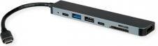 Produktbild Roline USB-C Dock HDMI+ 2xA+1xC 1xTF/SD+1xC PD 4K60 - Digital/Daten (USB-C, 3 Ports)