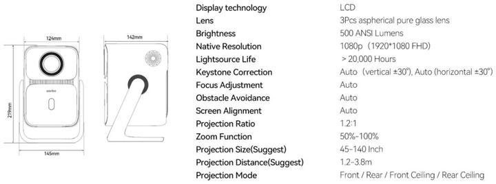 Immagine prodotto Wanbo T2 Ultra (Full HD, 500 lm, 1.2:1)