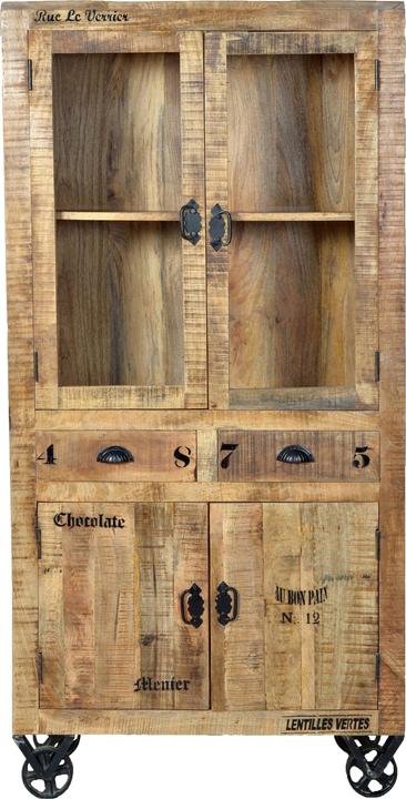 SIT Möbel Display cabinet Vintage Natural Wood natural antique black (90 x 180 x 40 cm)