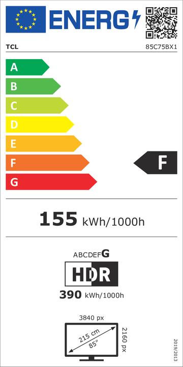 Energy Label TCL 75C75B (75", QLED, 4K)