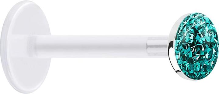 Produktbild Star Piercing Micro Labret transparent mit Kristallscheibe türkis Epoxy Schutzschicht (Bioflex, ohne Messing, 925 Sterlingsilber)