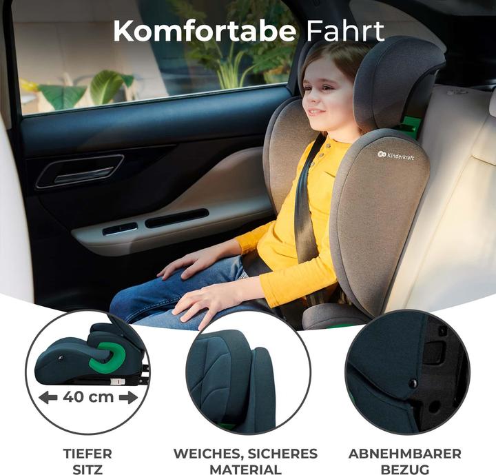 Actual product image KinderKraft Junior Fix 2 I-Size Harbor Blue (Child seat, ECE R129/i-Size Standard)