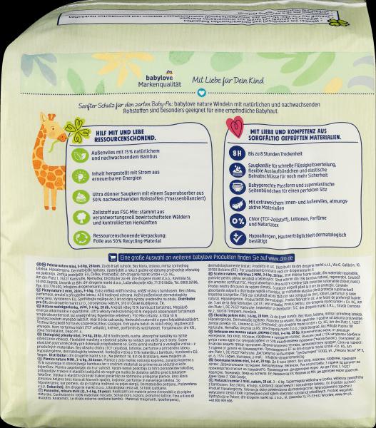 Immagine prodotto dm babylove nature Windeln (Dimensione 2, Pacco trasportabile, 28 Pezzo/i)