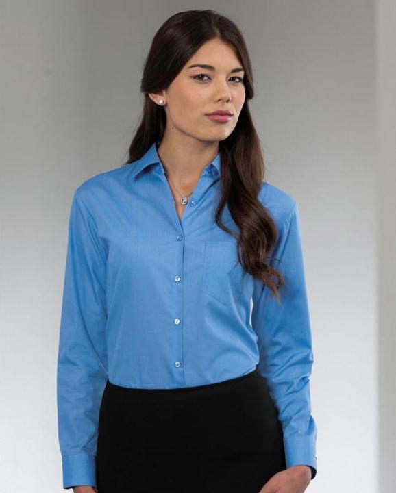 Produktbild Russell Collection Popelin Bluse Hemd Langarm pflegeleicht tailliert (XL)