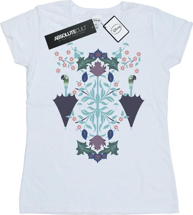 Actual product image Disney Womens/Ladies Mary Poppins Floral Collage Cotton T-Shirt (XL)