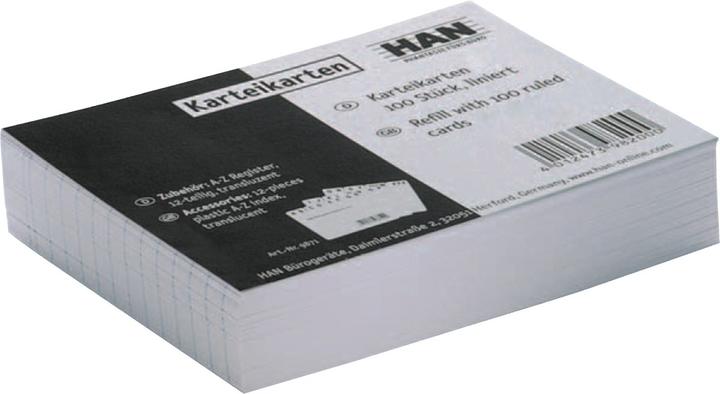 Produktbild Han 100 Karteikarten DIN A8 weiss liniert (A8, 120 g/m², 100 x)