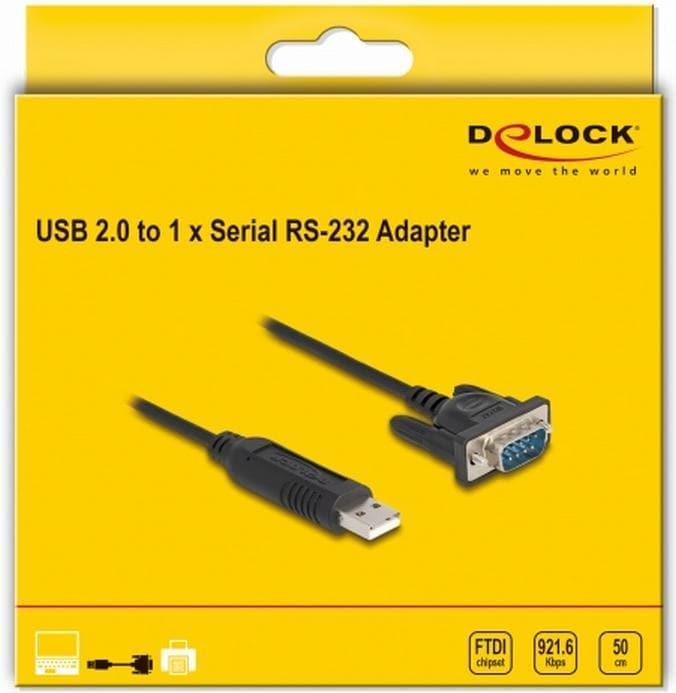 Immagine prodotto Delock Adattatore da USB 2.0 a seriale RS-232 con connettore seriale compatto da 50 cm FTDI (0.50 m)