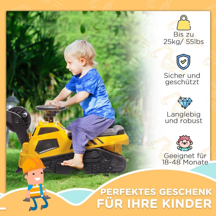 Actual product image Swisshandel24 Seat excavator, children's excavator, 3 in 1 ride-on excavator with shovel, scraper, roller, slide