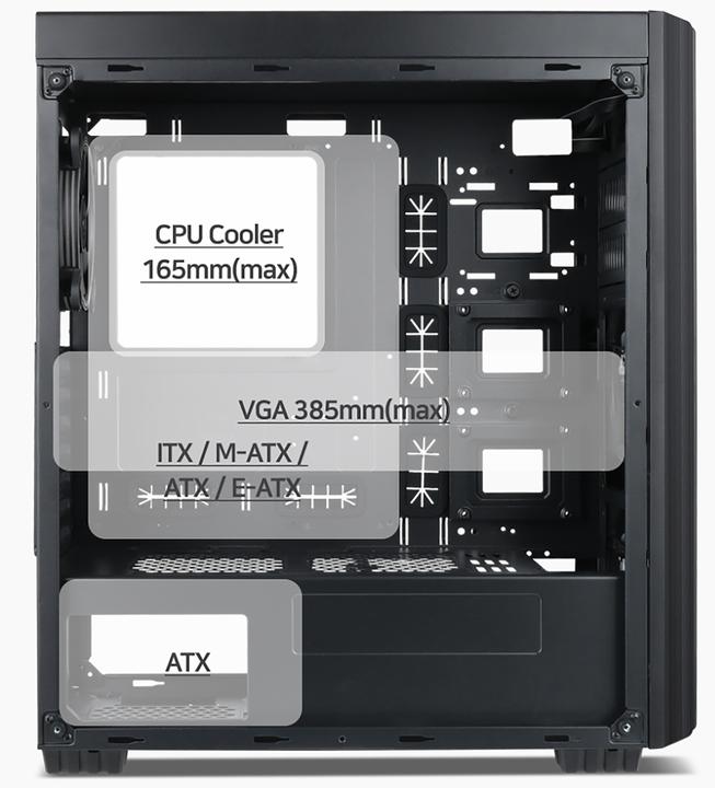 Actual product image Gembird Computer Case Fornax K500 black (ITX, ATX, Mini-ATX)