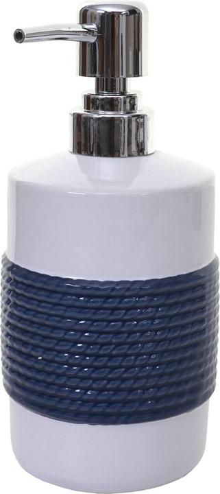 Immagine prodotto Swisshandel24 Set bagno da 5 pezzi, set WC Accessori da bagno, ceramica - blu/bianco