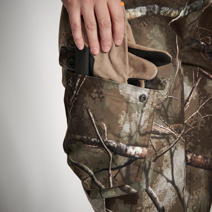 Image du produit Solognac Pantalon de pluie de chasse Treemetic 500 Femmes chaud imperméable silencieux Camouflage (38)