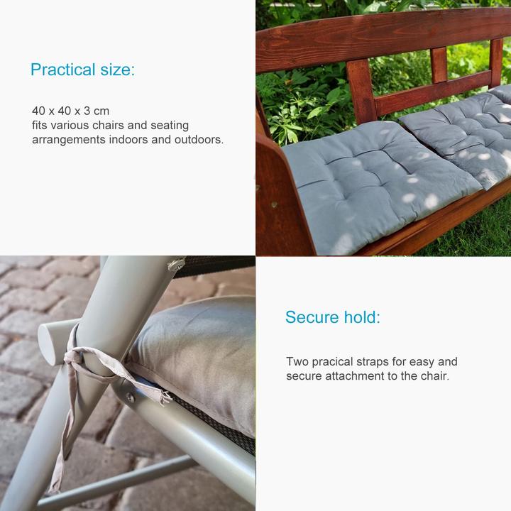 Actual product image Intirilife Chair cushion to tie (set of 4) (40 x 3 cm)