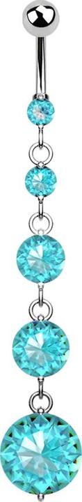 Produktbild Star Piercing Banane silber mit Kugel und Kugel Kristall aqua Anhänger vier runde Kristalle (Chirurgenstahl 316L, Messing)