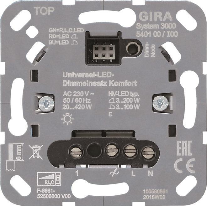 Actual product image Gira System 3000 Universal LED 540100 Comfort dimming insert