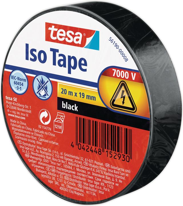 Produktbild tesa Elektro Isolierband, hitzebeständiges Klebeband zum Isolieren, Reparieren & Bündeln (19 mm)
