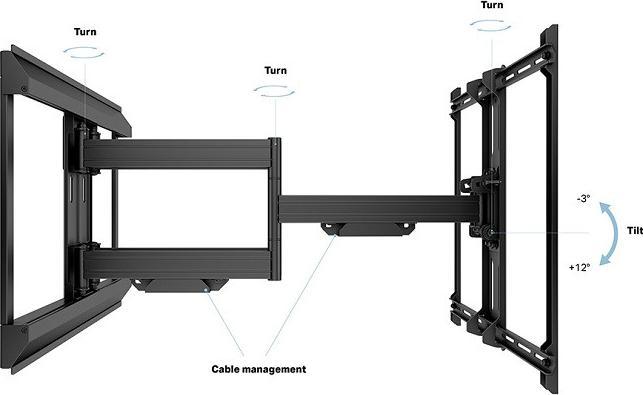 Immagine prodotto Multibrackets Supporto da parete 42-100", nero, portata 70kg (Muro, 100", 70 kg)
