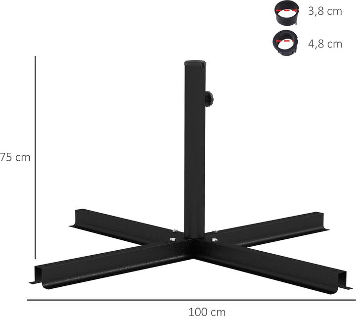 Image du produit Outsunny Pied de parasol en croix pour les diamètres de 32 à 48 mm